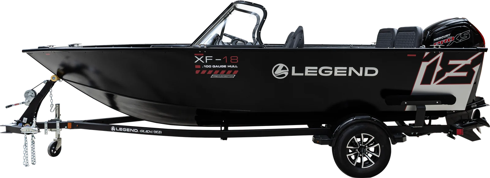 2027 Legend 18 XF Premium Edition, side profile on trailer