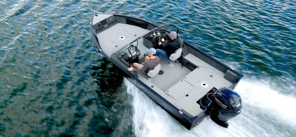 F17 Pro fishing and family boat with Full Windshield on the water