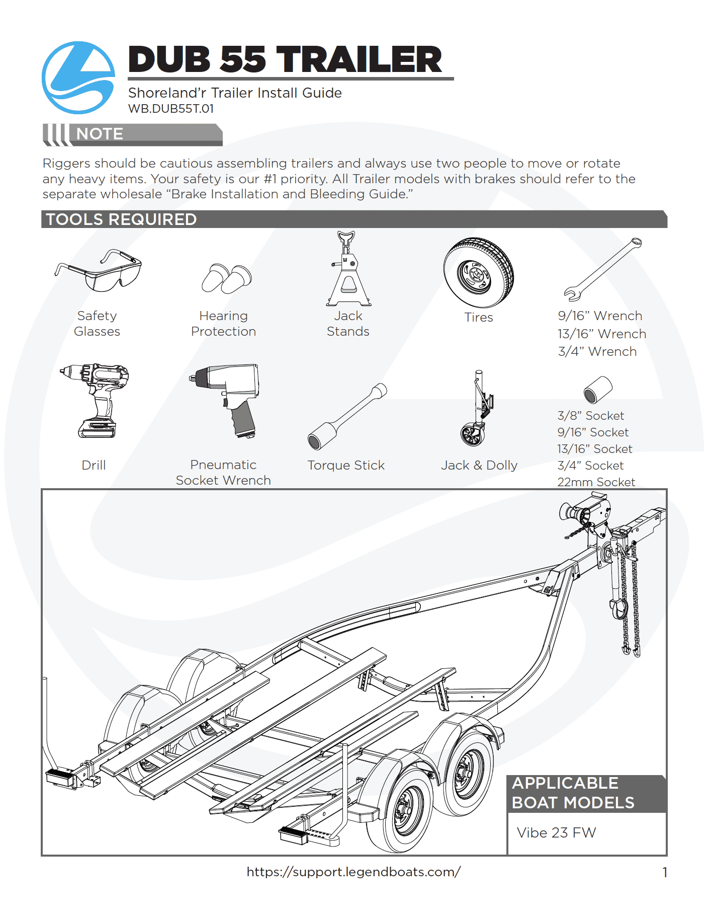 Shoreland’r DUB 55 TRAILER Installation Guide Guides Legend Boats