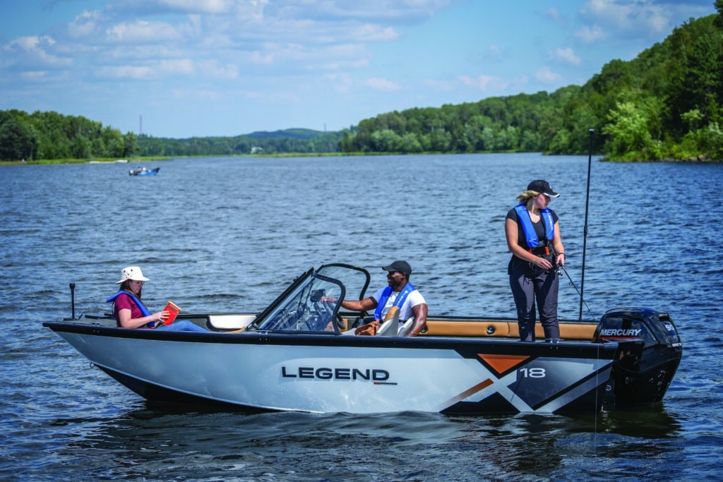 Legend Boats X18 in the water. Showcasing how far our hull designs have progressed.