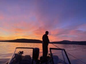 Man fishing from boat