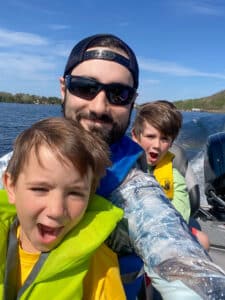 Kenny Duplessis and his kids enjoying a day on the water