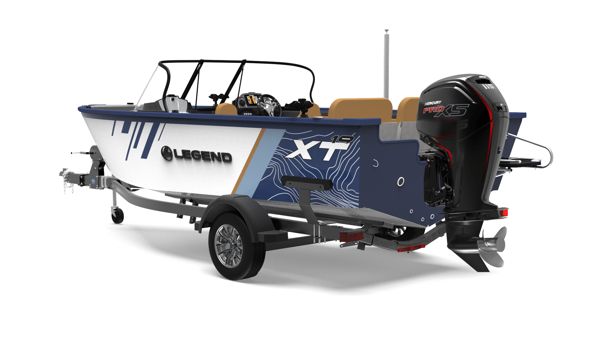 Front angle image of the 19 xt white / sapphire blue