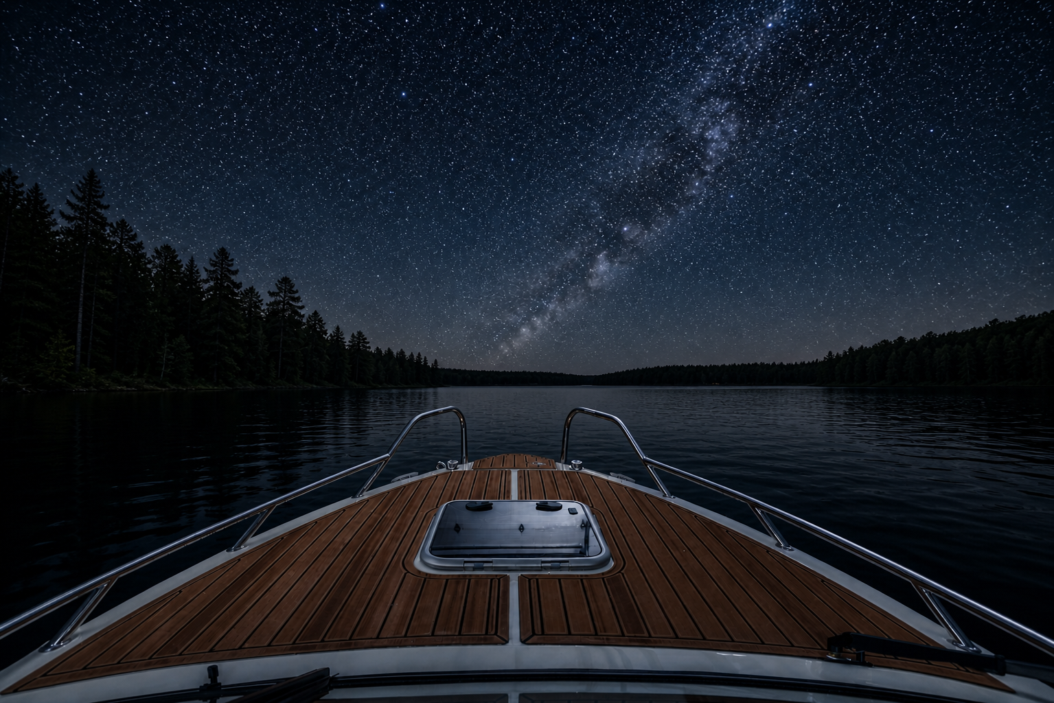 Legend Boats Uttern D59 out at night looking at the stars